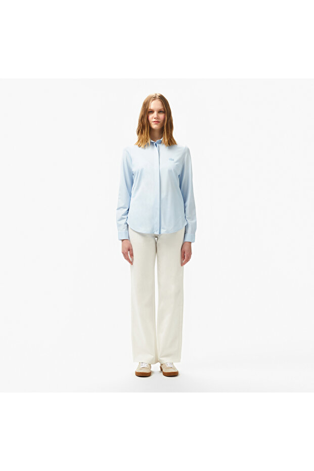 Kadın Slim Fit Açık Mavi Gömlek - 4