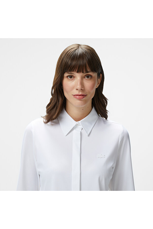 Kadın Slim Fit Beyaz Gömlek - 2