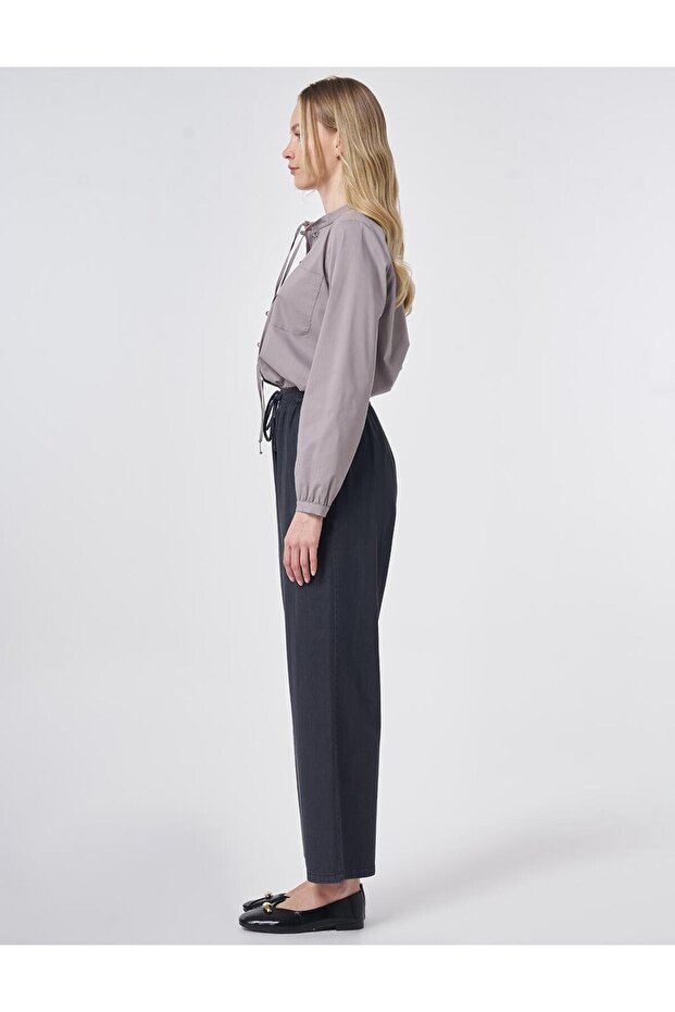 Elastic Comfortable Cut Pants Anthracite - 3