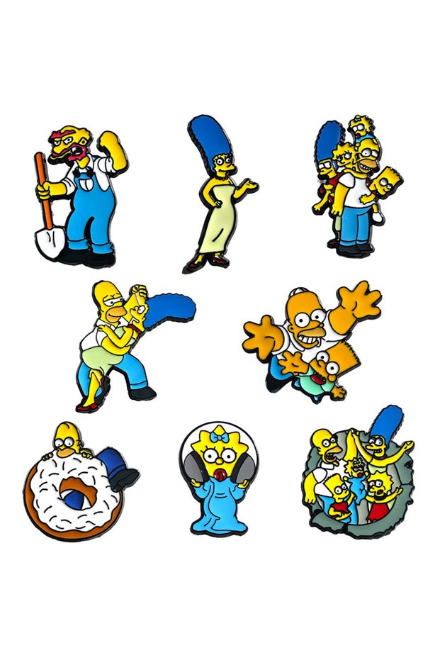8pcs Brooches 8Pcs Simpsons Family Homer Marge Bart Lisa Maggie Enamel Pins Cartoon Character Brooch