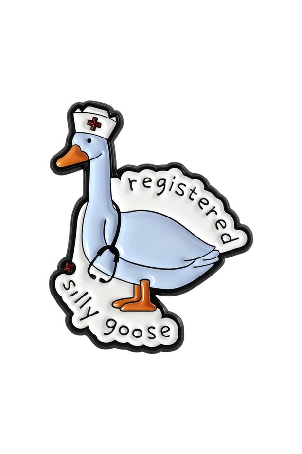 QHXZ5476 Registered Silly Goose Enamel Pins Cartoon Animal Stethoscope Brooch Lapel Badges Cute Nurs