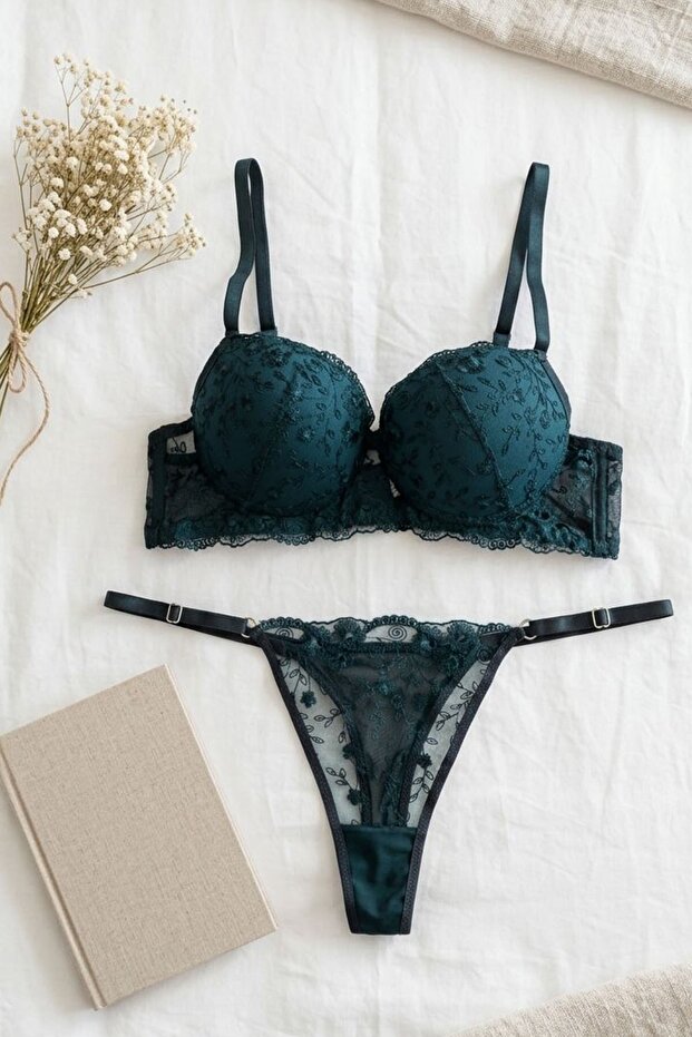 Supported Brode Bra Set Emerald Green