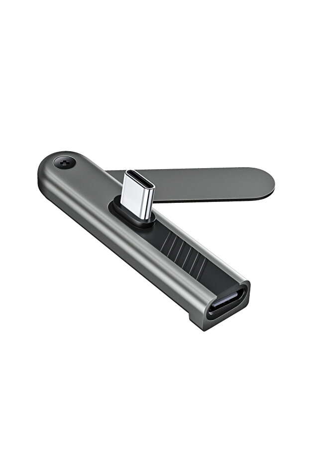 قطعة واحدة، حامل هاتف قابل للطي 2 في 1، محول USB من النوع C إلى النوع C، شحن سريع 240 واط، نقل بيانات، 90 درجة مئوية