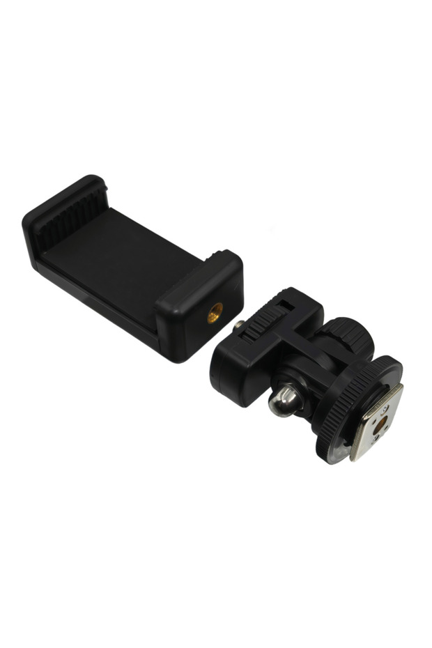 black Hot Shoe Phone Mount Adapter for DSLR Camera Mobile Clip Holder Monitor Flexible Tripod Frame