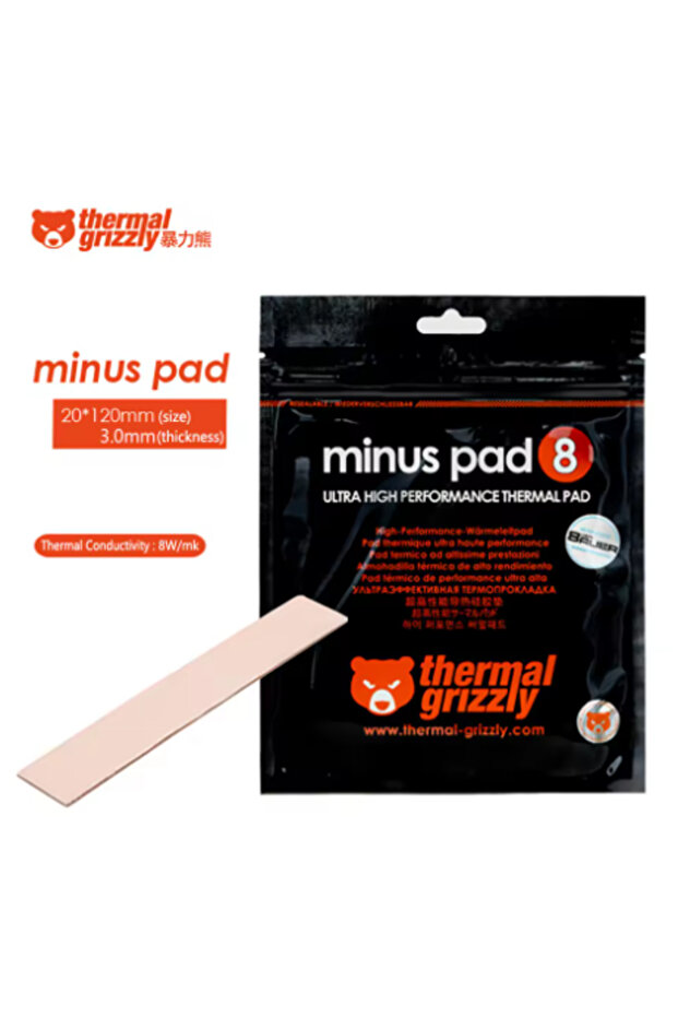120x20x3.0mm Thermal Grizzly Minus Pad 8 Thermal Pad 8.0W/ Motherboard/CPU/GPU Multi Size Graphics C