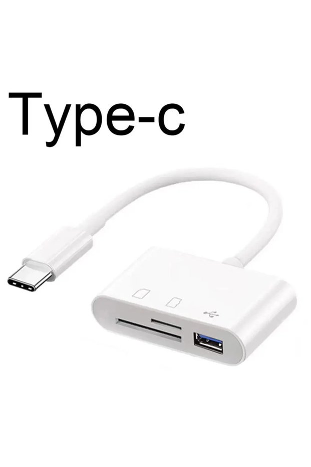 محول أبيض 3 في 1 من النوع C، قارئ بطاقات TF، CF، SD، مسجل، قارئ بطاقات الذاكرة المدمجة USB-C، سهل الاستخدام.