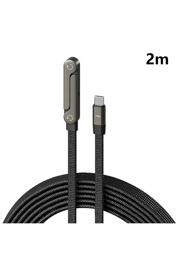 كابل بيانات لينوفو 240 واط 2 متر USB-C إلى USB-C 2 في 1 للشحن السريع مع حامل قابل للطي من النوع C للمكتب