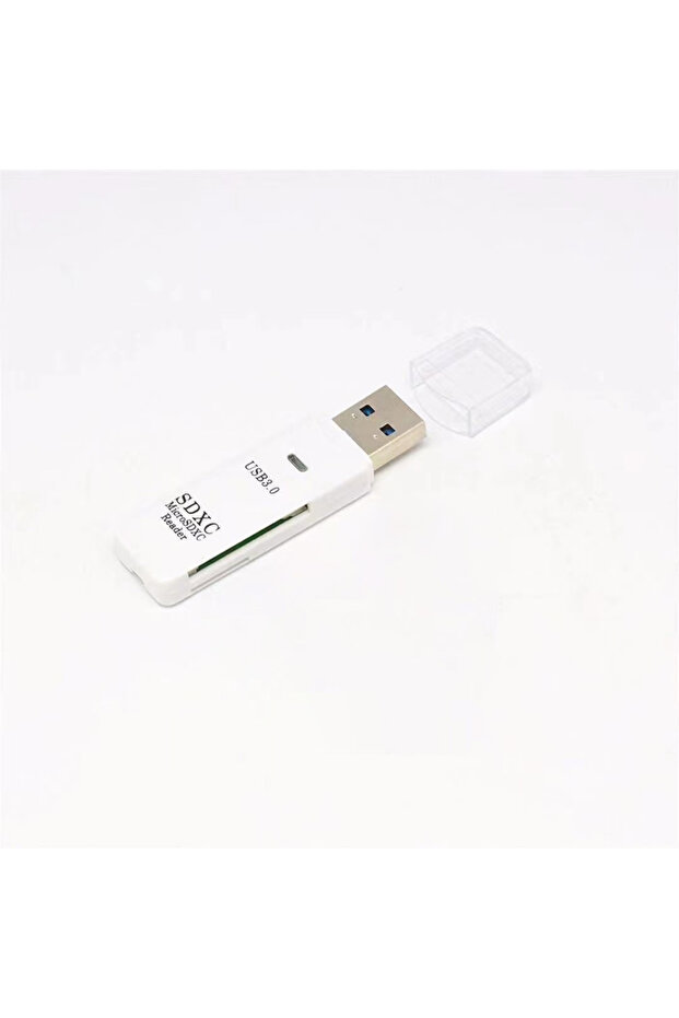 قارئ بطاقات USB أبيض 2 في 1، محول بطاقات ذاكرة SD/TF، محرك أقراص فلاش USB لأجهزة الكمبيوتر المحمولة