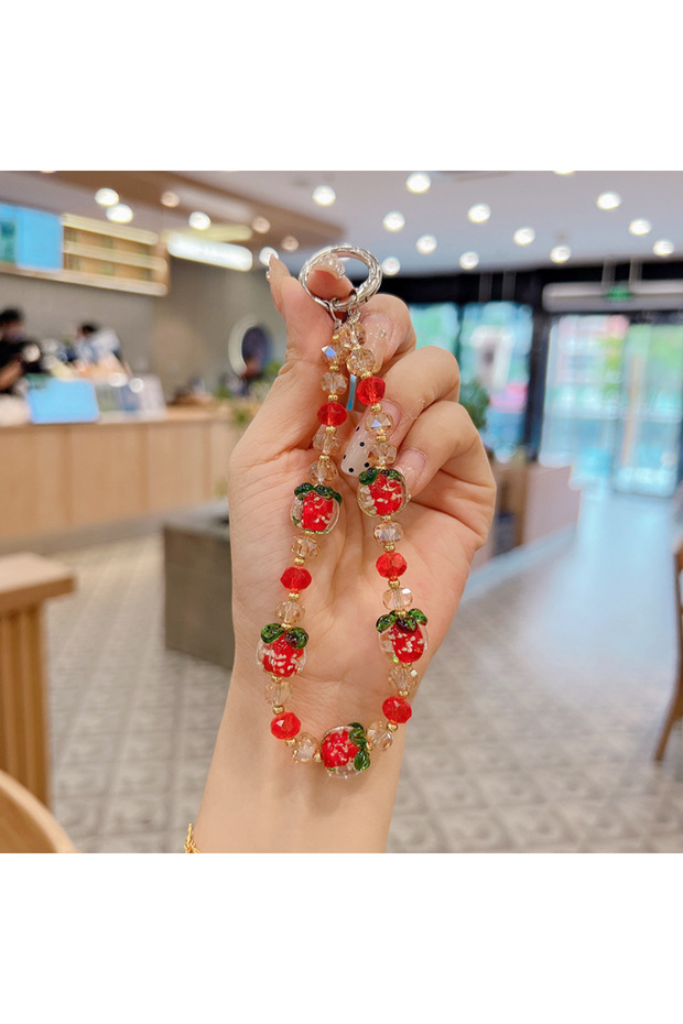 Red Luminous Phone Chain Advanced Crystal Persimmon Pendant Phone Case Lanyard Accessories Hanging R