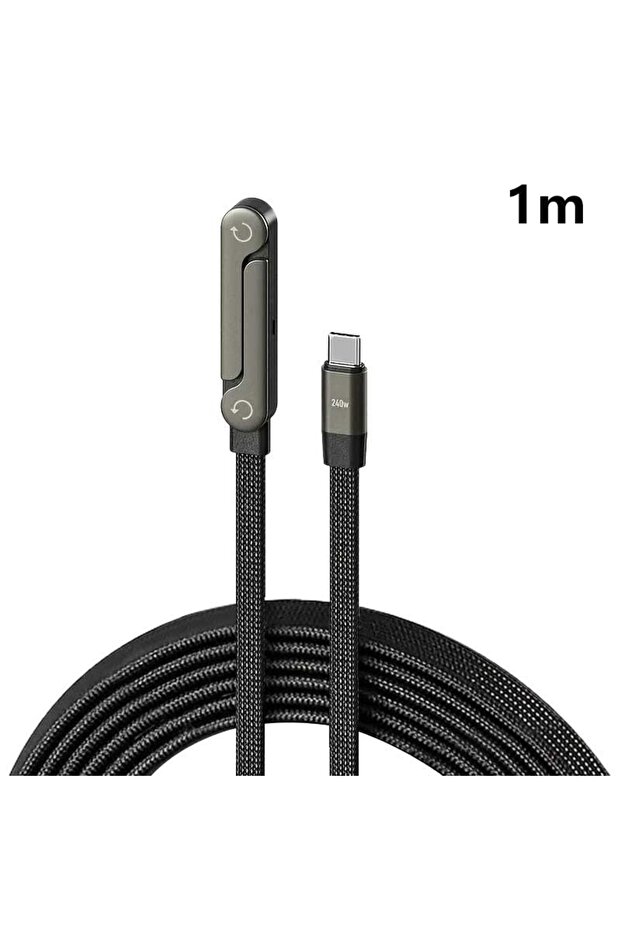 كابل بيانات لينوفو 240 واط 1 متر USB-C إلى USB-C 2 في 1 للشحن السريع مع حامل قابل للطي من النوع C للمكتب