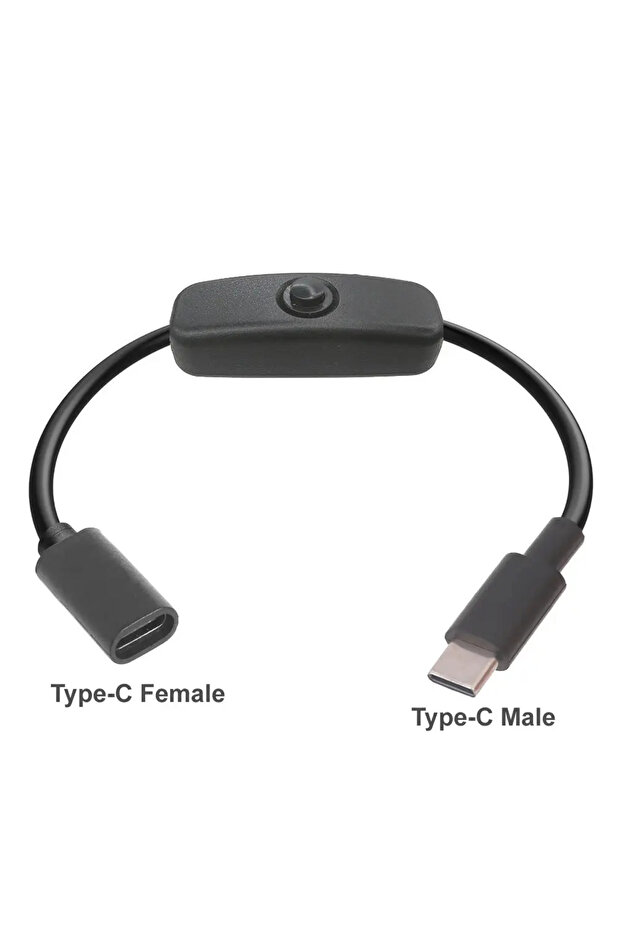 كابل تمديد USB-C 2 في 1 من C-F إلى C-M مع مفتاح - سلك طاقة USB-C PD إلى مايكرو USB/DC 5.5x2.1 ملم