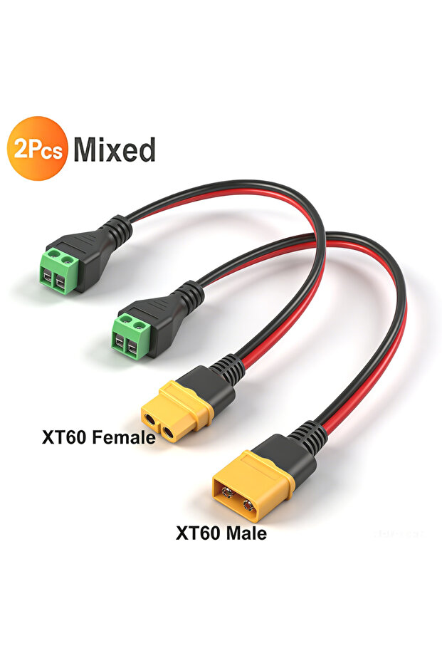 مجموعة متنوعة - قطعتان من محولات طرفية XT60 إلى 2 دبوس بدون لحام، كابل طرفي موصل XT60، للألواح الشمسية