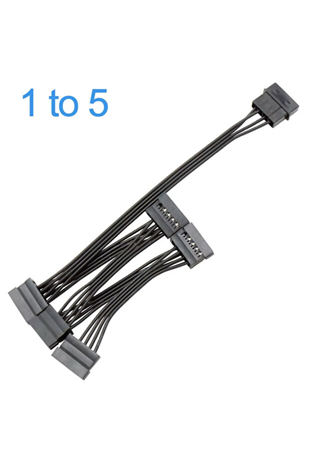 1 to 5 SATA 5 Pin Power Cable: 4 Pin IDE Molex to 1-5 Port 15 Pin SATA Adapter for HDD SSD PC Server
