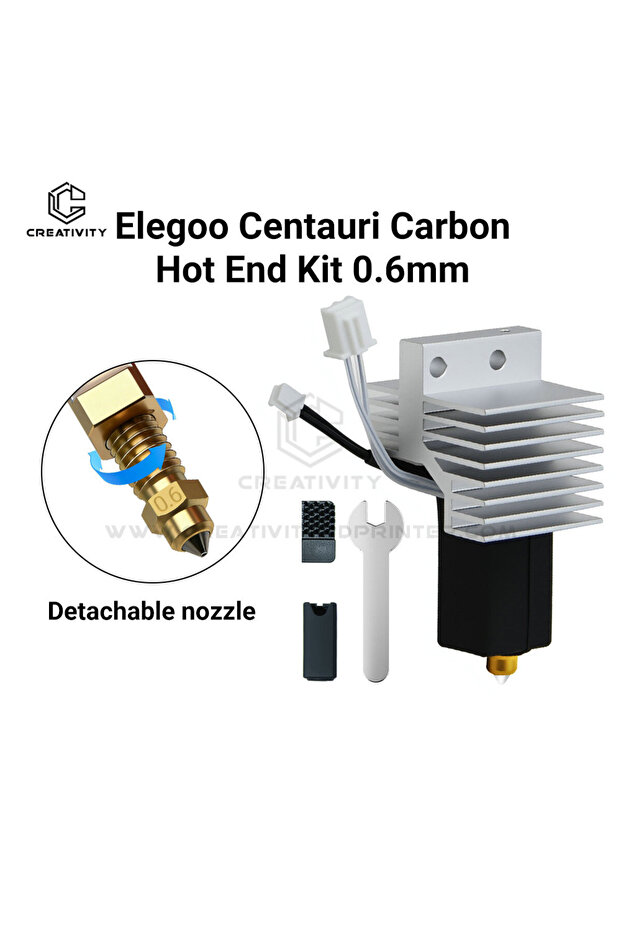 رأس طباعة سيراميك 0.6 مم (0.2/0.4/0.6/0.8 مم) لطابعة Elegoo Centauri Carbon، طقم بثق الحبر الساخن