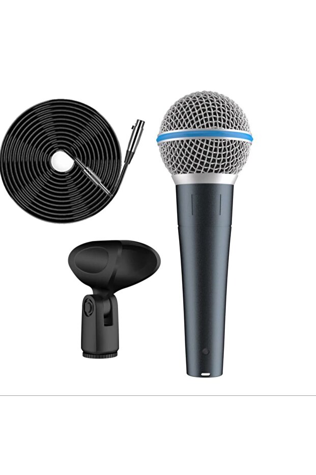 black Beta58 Wired Dynamic Microphone with Transformer, Super-Cardioid Pattern, Professional Vocal M