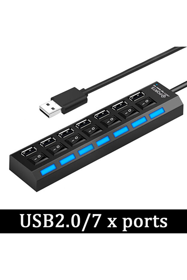 محول موزع USB 2.0 عالي السرعة بـ 7 منافذ، موزع USB 2.0 متعدد المنافذ، موسع USB 3.0، موزع USB متعدد المنافذ