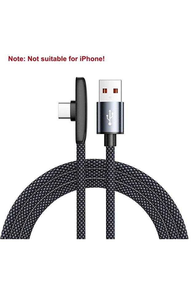 كابل شحن USB إلى Type-C بطول 1.5 متر بزاوية 90 درجة للشحن السريع ونقل البيانات بقوة 3 أمبير
