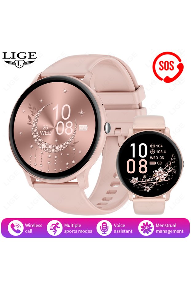 LIGE with original box Pink 2026 New Smart Watch Women Men Bluetooth Call Sports Fitness Watches Hea