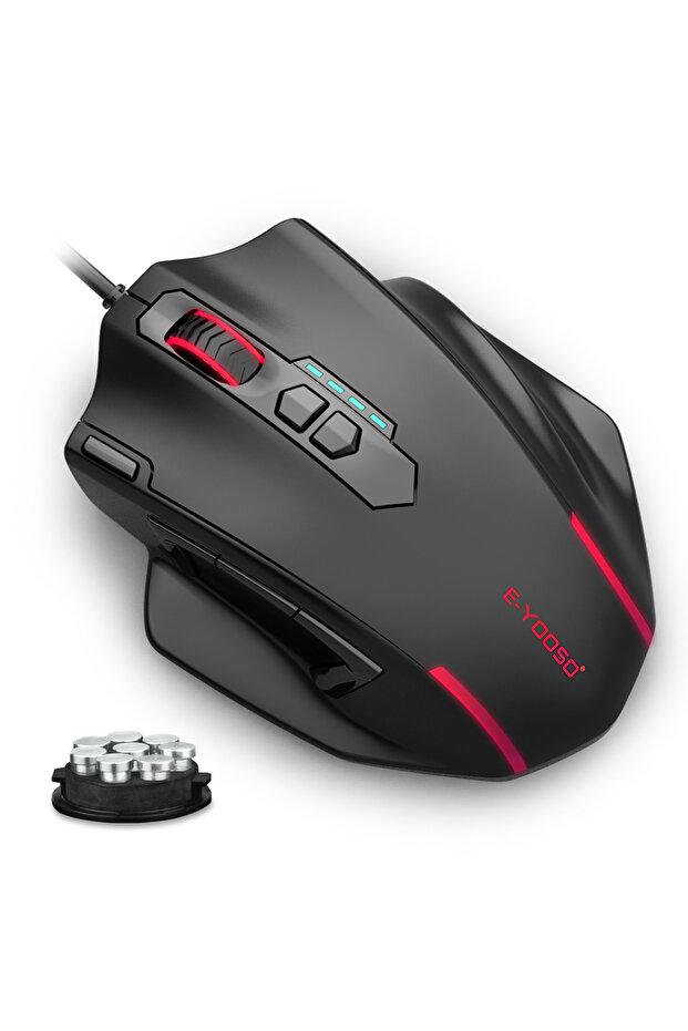 فأرة ألعاب سلكية سوداء E-YOOSO X-41 Pro مع إضاءة خلفية RGB ودقة 12400 نقطة في البوصة و11 زر قابل للبرمجة وتصميم مريح