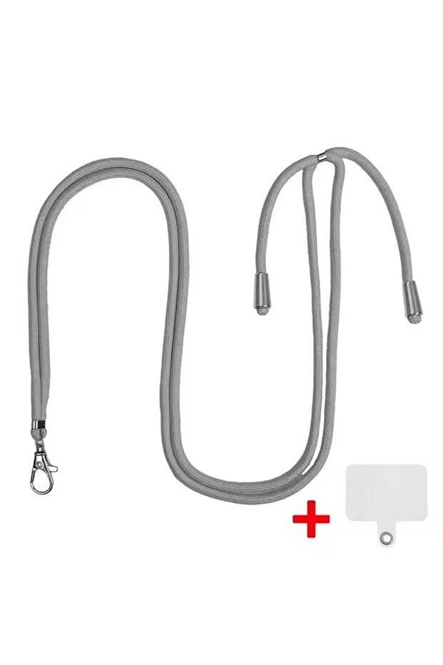 Grey Adjustable Mobile Phone Strap Lanyard Crossbody Phone Lanyards Neck Rope with Patch for iPhone