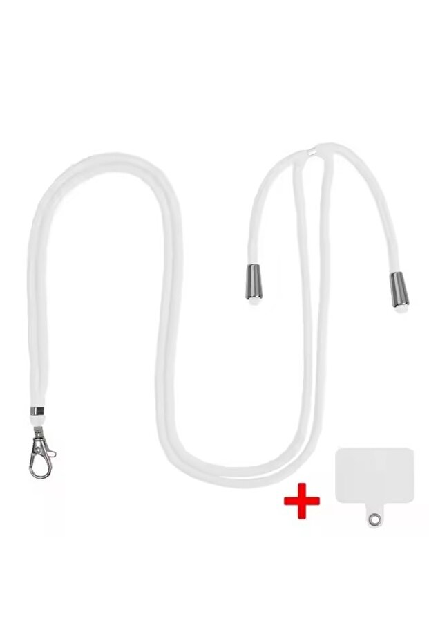 WHITE Adjustable Mobile Phone Strap Lanyard Crossbody Phone Lanyards Neck Rope with Patch for iPhone