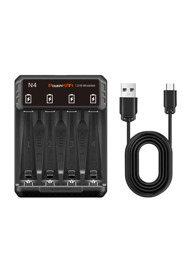 N4 POWERKAN N4 Battery Charger LED Charging Display Supports 1~4 1.2V Ni-MH/Cd AA AAA Batteries to B