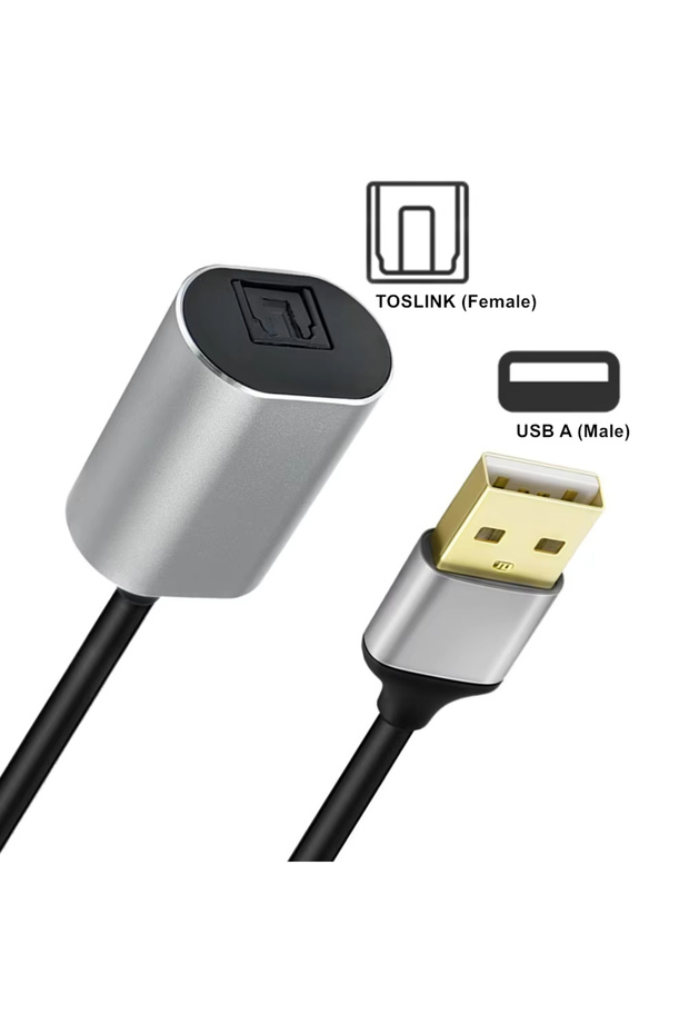 محول صوت بصري من نوع USB A إلى TOSLINK بطول 0.2 متر، أسود، 20 سم، محول USB أحادي الاتجاه من النوع A إلى SPDIF رقمي.