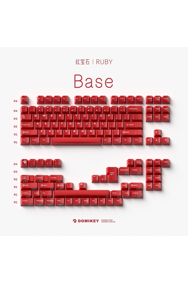 غطاء مفاتيح DMK Ruby Base Domikey Ruby Cherry Profile من مادة ABS مزدوج الطبقة مع إضاءة خلفية للوحة مفاتيح MX Poker 87 104