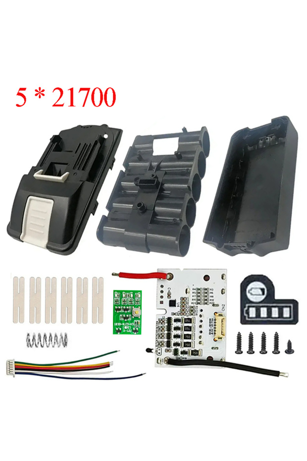 علبة بطارية ليثيوم أيون سوداء BL1830 5X21700 مع لوحة حماية الدائرة الكهربائية للشحن BMS PCB لـ MAK