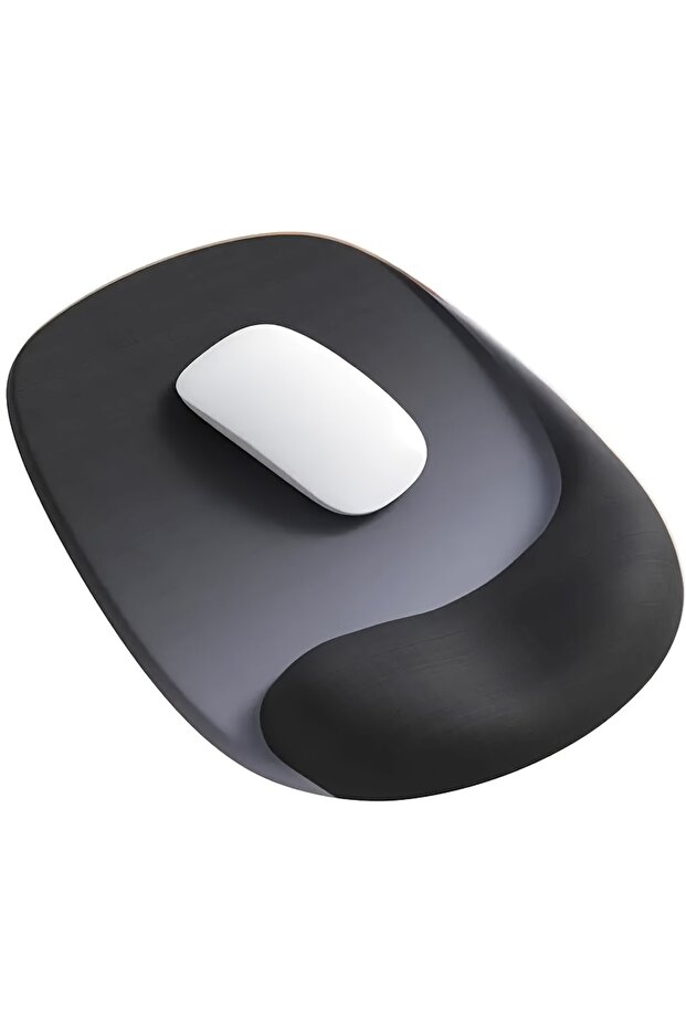 black Ergonomic Mouse Pad with Gel Wrist Support - Premium Lycra Fabric, Non-Slip, Perfect for Lapto