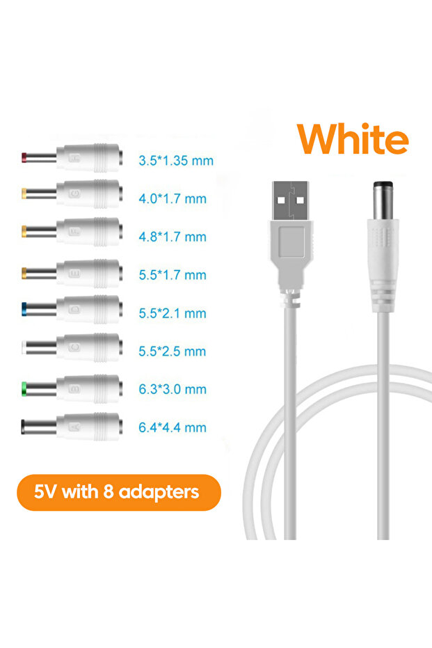 كابل طاقة USB 5V إلى DC 5.5 مم مع 8 محولات، خط تقوية الجهد DC 5V/9V/12V، موصل USB إلى DC للواي فاي