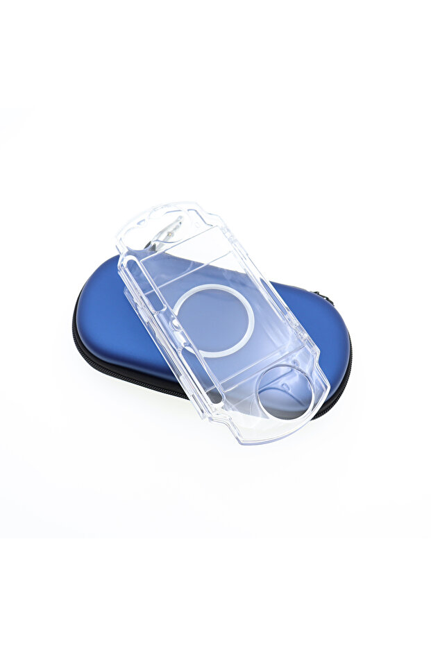 N3 Blue 1Set Transparent Crystal Case & Hard EVA Protective Travel Storage Bag For PSP2000 PSP3000 ,