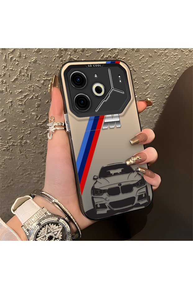 Tecno Pova 6 Compatible Silicone Edge Hard Back Anti-Fall Phone Case Sports Car Patterned