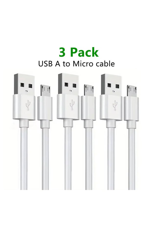USB-A to Micro USB 1m white 3m 2m 1m USB A to Micro USB Charging data Cable 3 Pack Phone Charger Cor