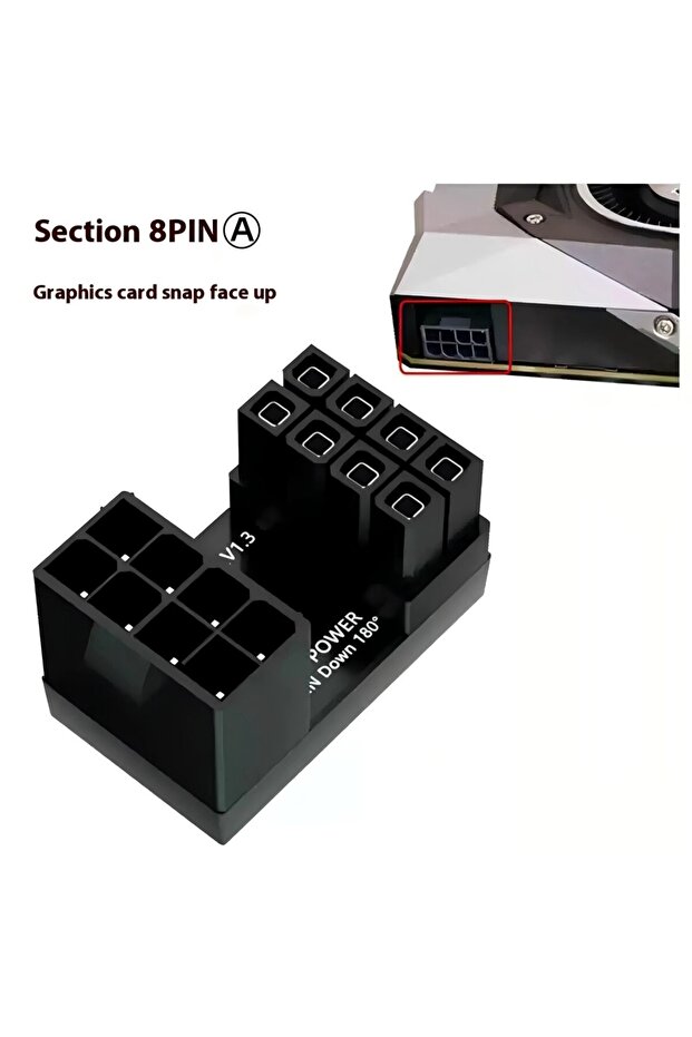 8Pin Aa LDPCSJ 180 ° موصل محول طاقة بطاقة الرسومات PCI-E بزاوية دوران، موصل GPU PSU Steeri