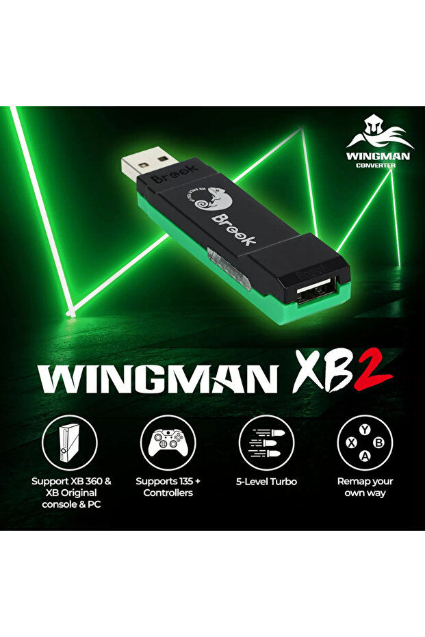 محول تحكم لاسلكي XB2 Brook Wingman XB 2 - محول تحكم لاسلكي لجهاز XB Retro Console