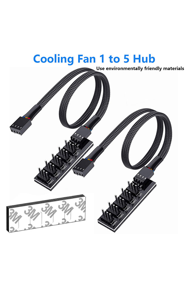 2pcs 1 to 5 Way PWM Fan Hub PC CPU Cooling 4 PIN/3PIN Fan Power Cable Hub Splitter Adapter Desktop C