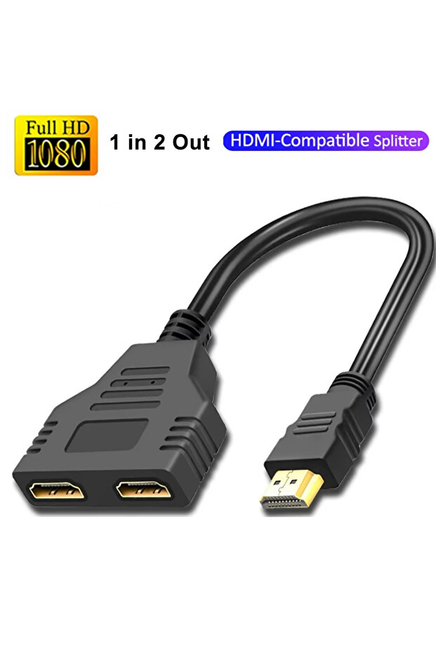 كابل تقسيم HDMI أسود بطول 30 سم، محول تبديل الفيديو، موزع إخراج لأجهزة Xbox وPS3/4 وDVD وHDTV والكمبيوتر