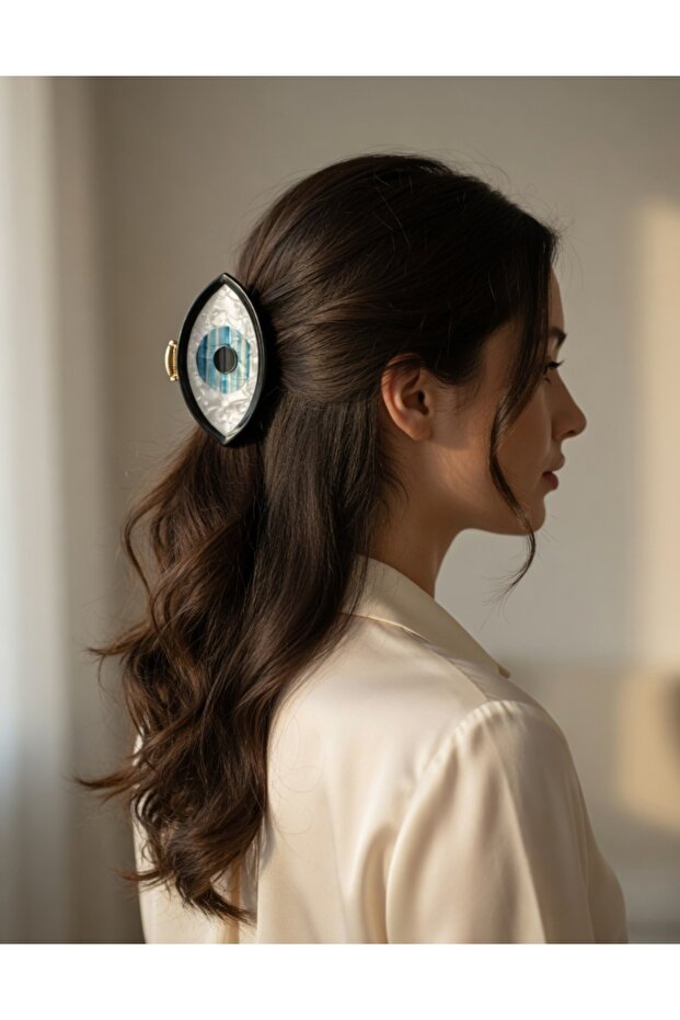 Women's bone clip hair clip with eye detail