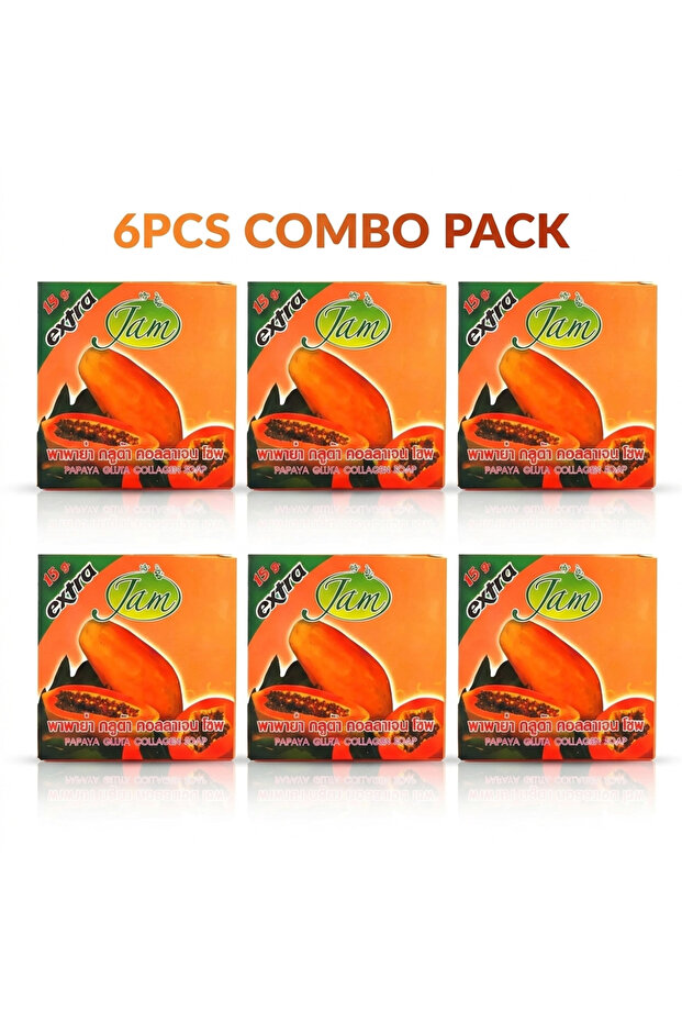 Papaya Gluta Collagen Soap 6PCS Pack – Brightening & Exfoliating Soap for Dark Spots & Smooth Skin