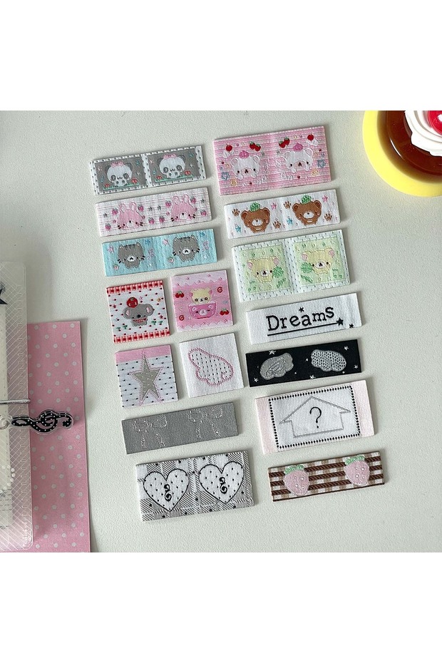 ALL IN SET Kawaii Label Index Tab Stationery Sticker Embroidery Lucky Tag Label Sticker Scrapbooking