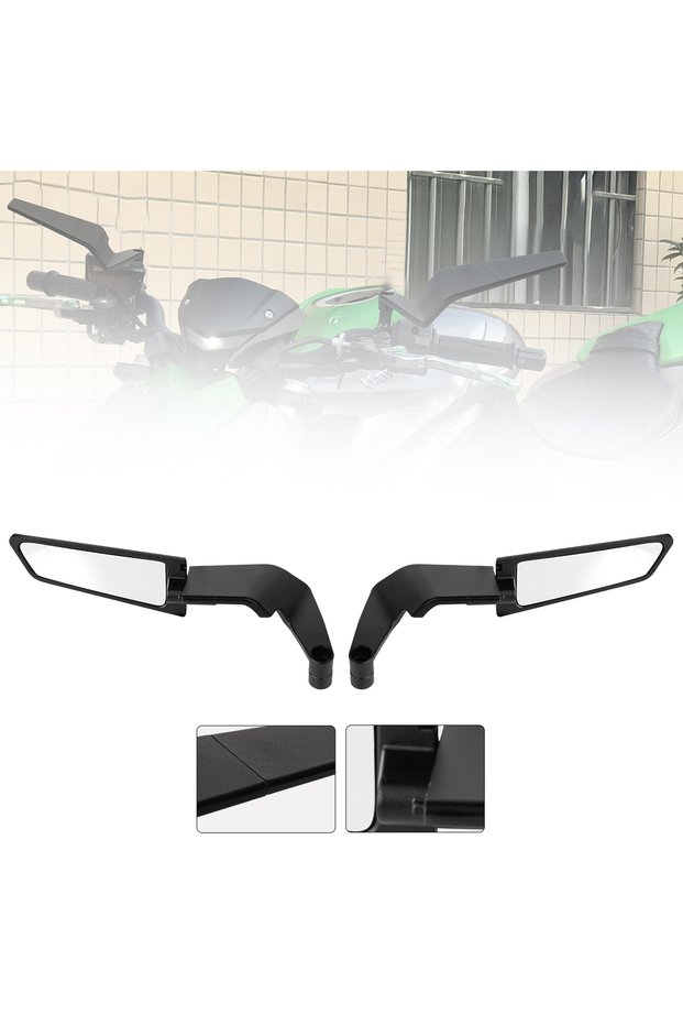 Dark Grey Motorcycle Side View Mirror For Kawasaki Z1000 Z900 Z800 Z750 Z650 Z400 Z300 Z250 Z125 Rea