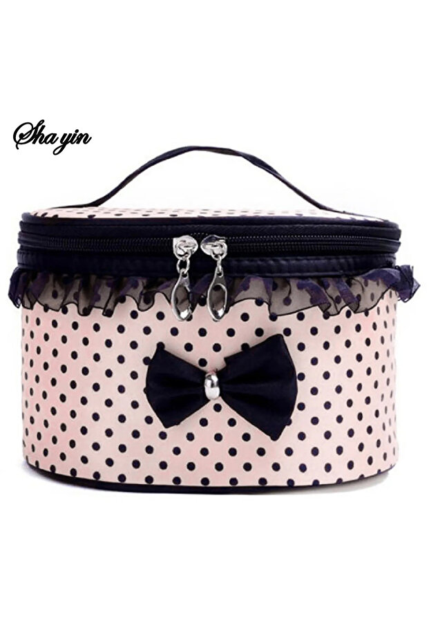 Pink Random Organizer Bag Creative Cylinder Compressible Miscellaneous Toiletries Bag Waterproof Des