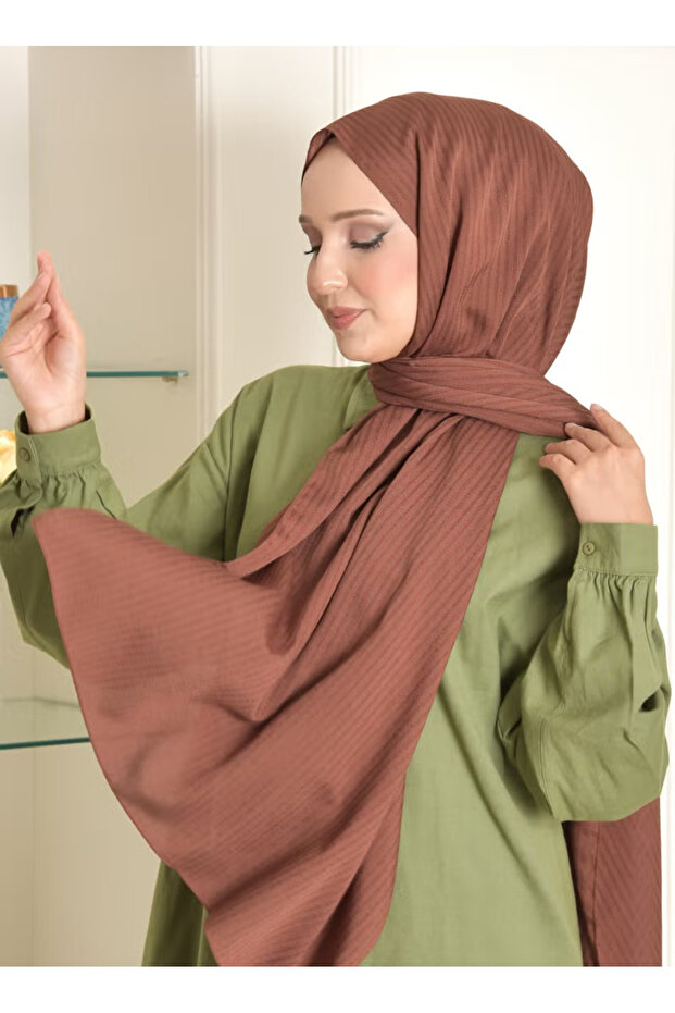 شال حجاب أنيق لامع ناعم غير شفاف 80x190 سم - صنع في تركيا