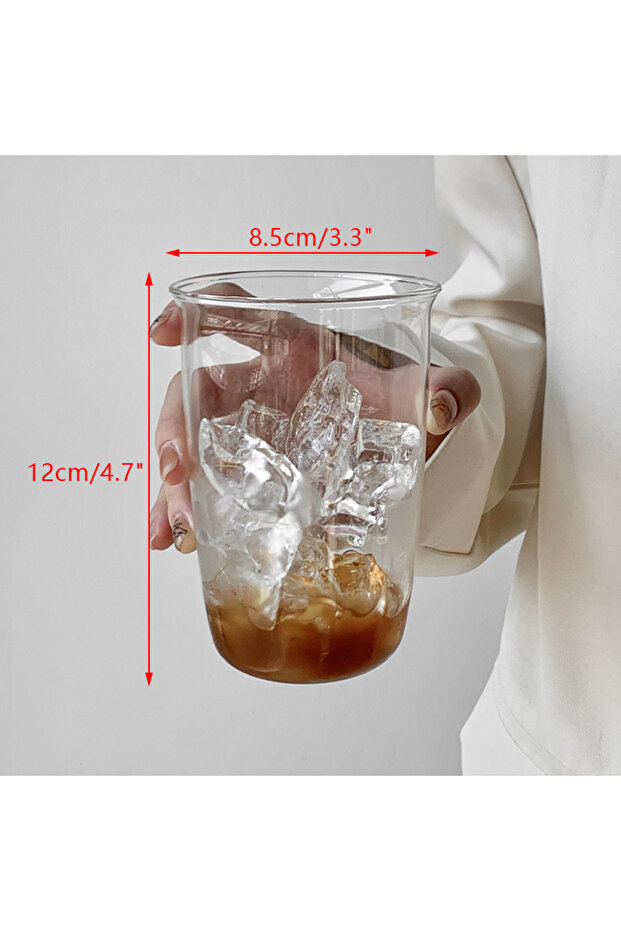 420 1PCS Functional Glass Coffee and Latte Cups, Transparent Milk and Juice Mugs, Simple Household D