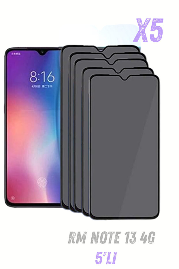 واقي شاشة Redmi Note 13 4G غير قابل للكسر من الزجاج غير المرئي من الجانب للحماية من التلصص (5 قطع)
