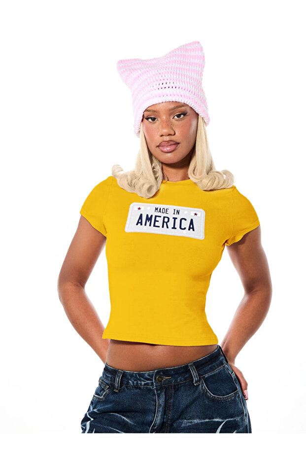 Women's Made in America Printed Bayb Tee Crop
