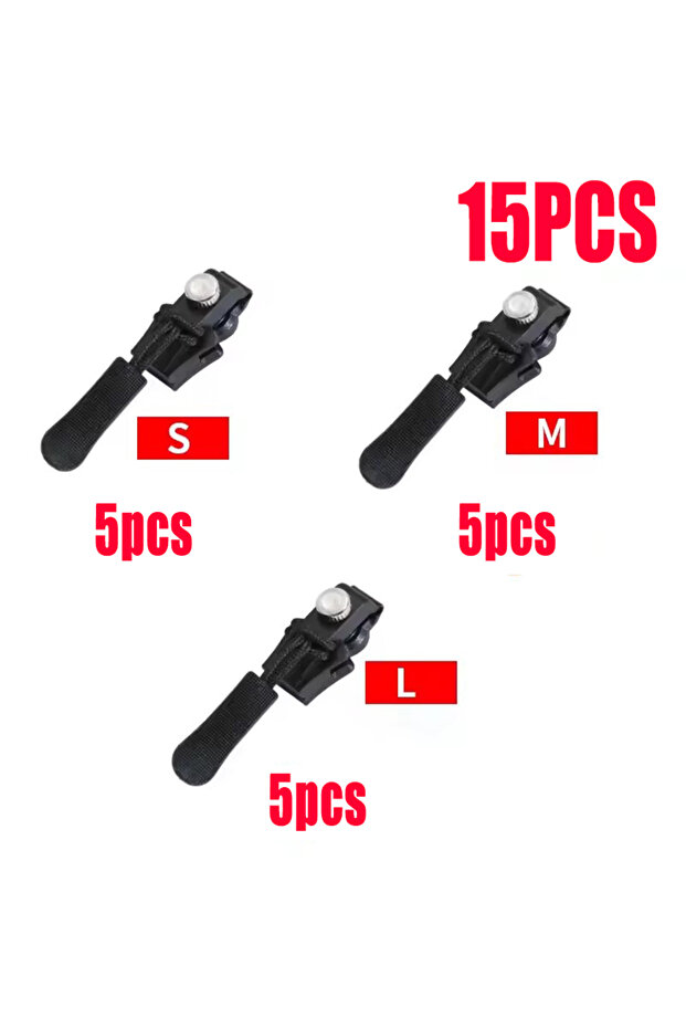 Mixed size--15pcs 3-60Pcs Universal Zipper Repair Kit Quick Instant Detachable Zipper Head Replaceme