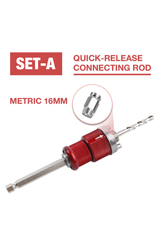 SET-A Hole Saw Quick-Release Connecting Rod, Wood/Plastic Hole Saw, Universal Hex Shank, Woodworking