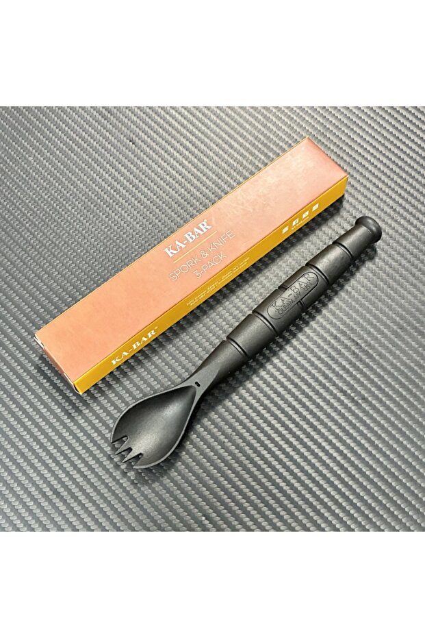 black Tactical Mini Cutlery Set EDC Outdoor Multi-Function Tool Fork Spoon Knife Combo Camping Hikin